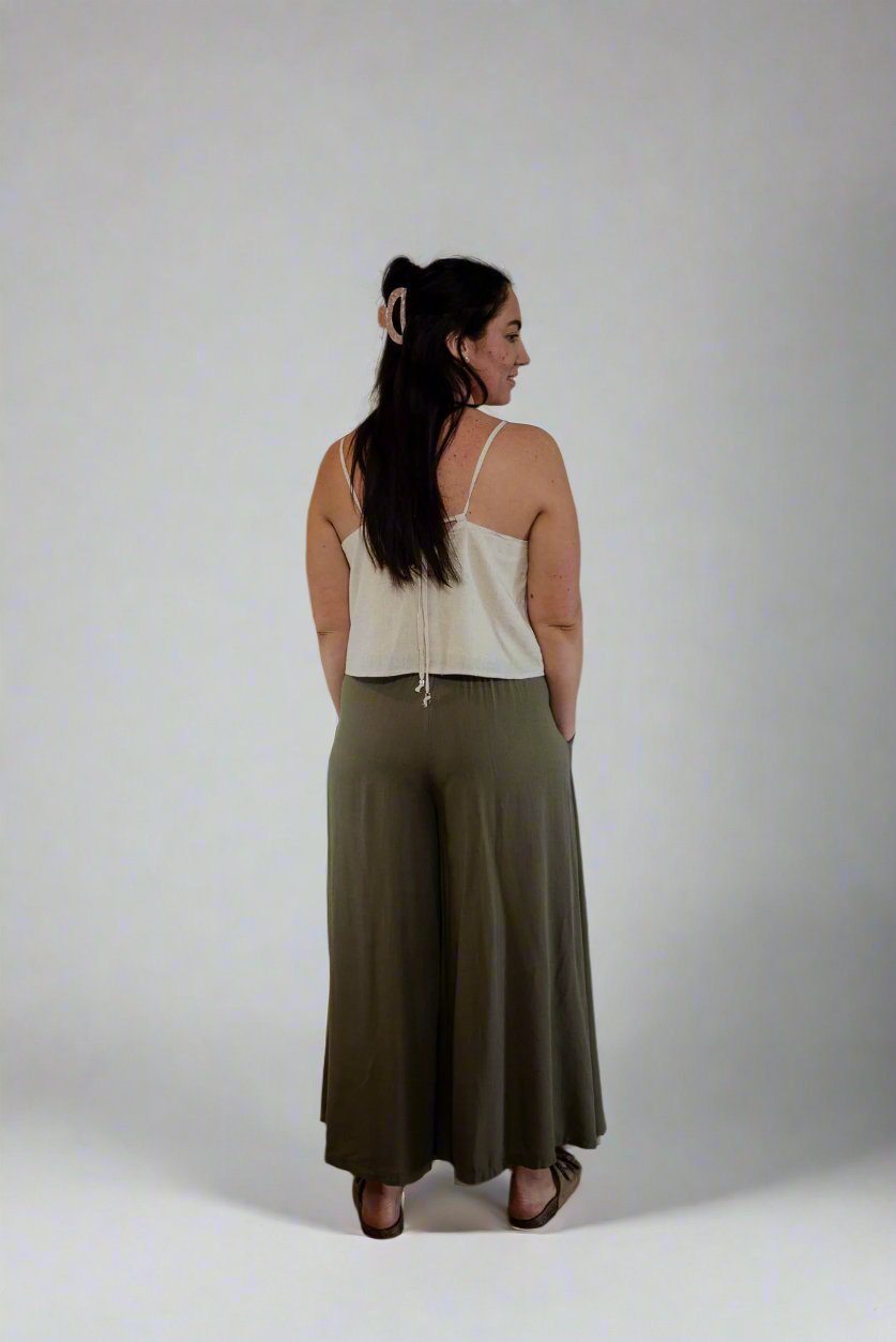 Brigette Linen Pants - Olive Green