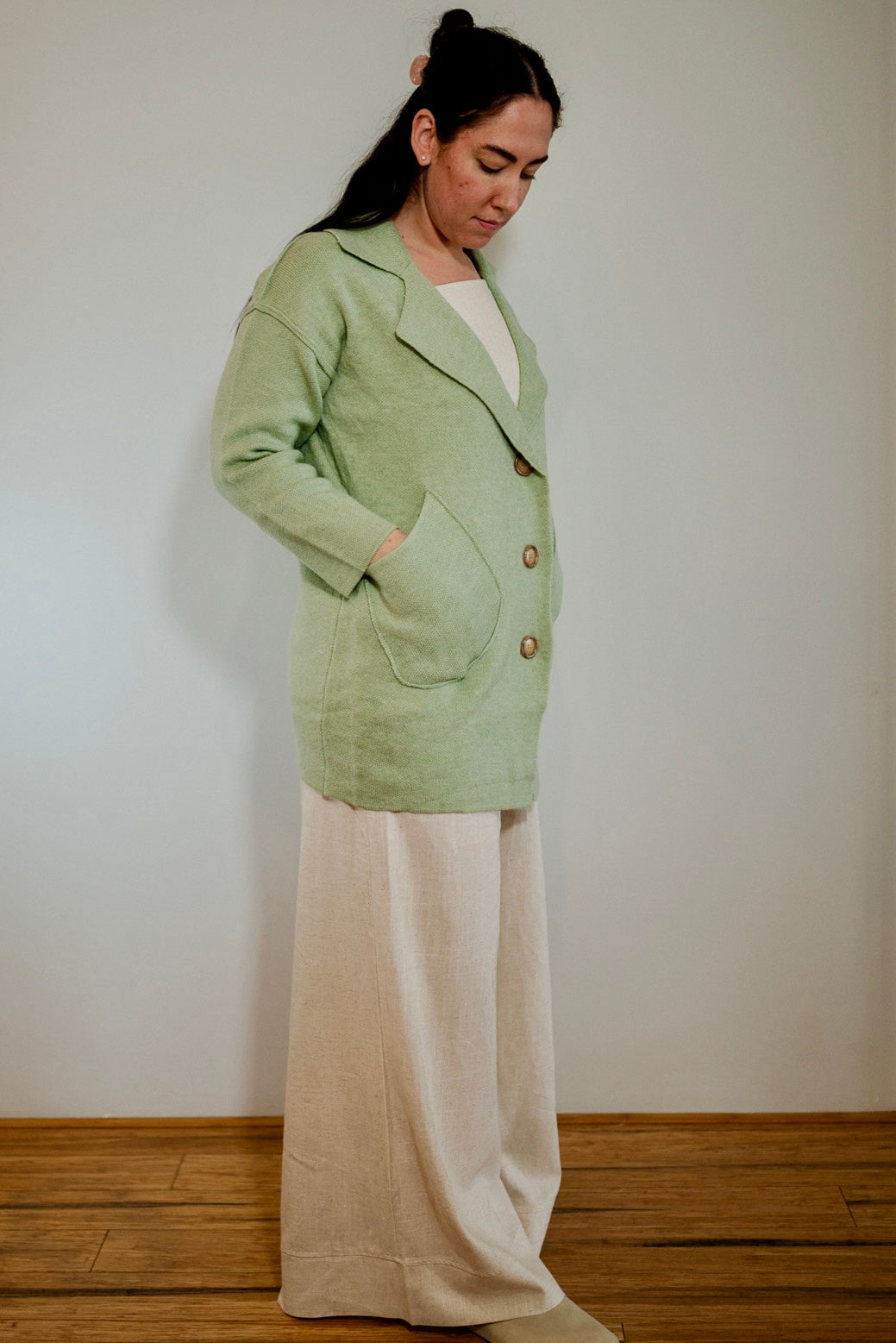 Kim - Green Button Cardigan