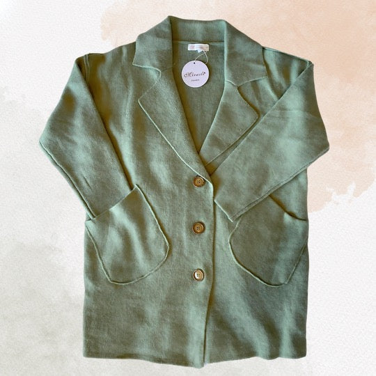 Kim - Green Button Cardigan