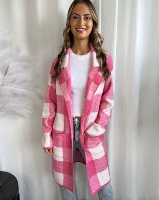 Lilly - Pink & White Cardigan