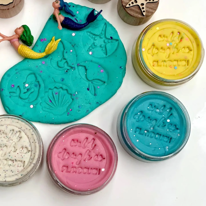 Wild Playdough - Mermaid Mint with Glitter - Toffee Apple Scented